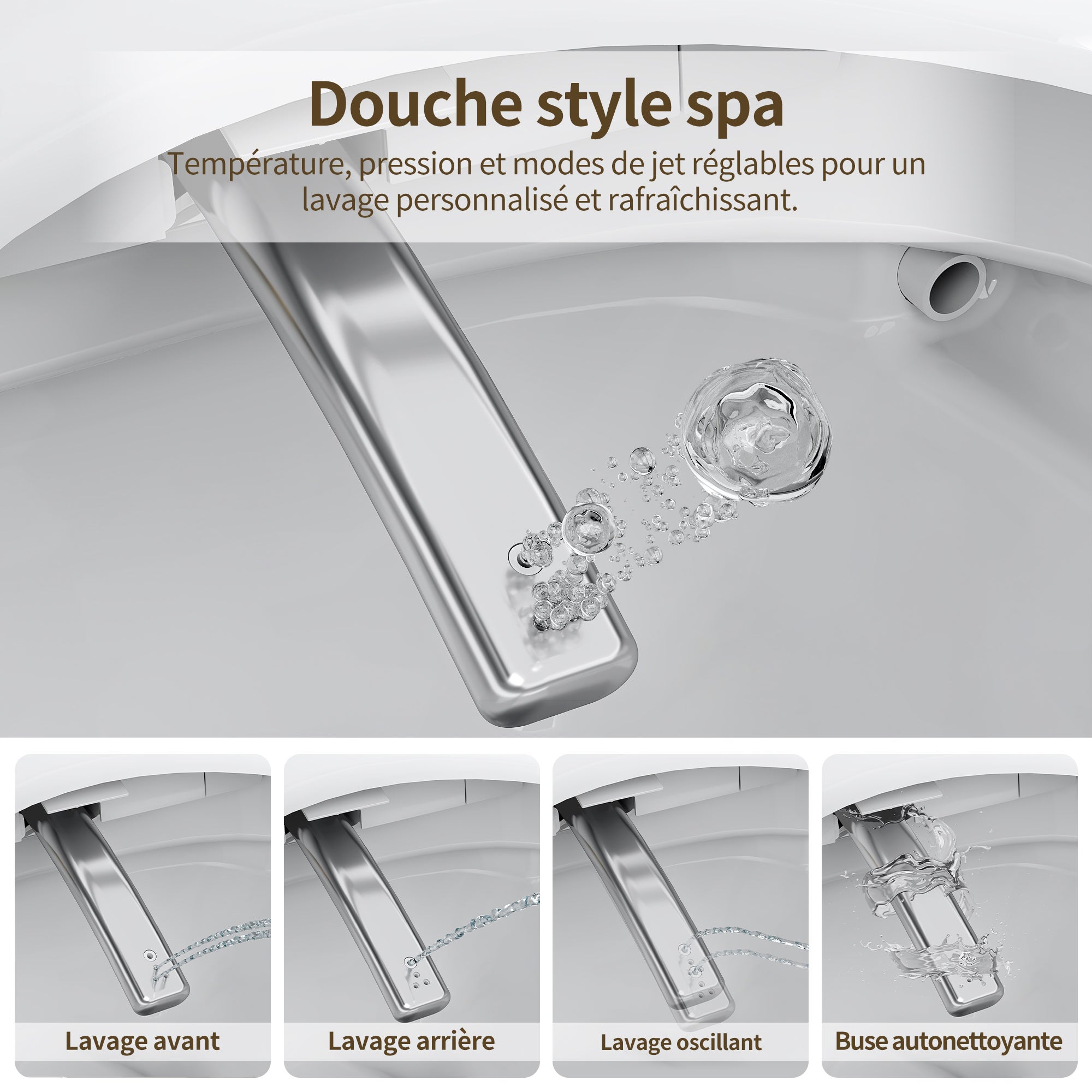 Toilette japonaise DeerValley : bidet, séche-mains, buse auto-nettoyante. WC suspendu en céramique, télécommande, hauteur confort - 4