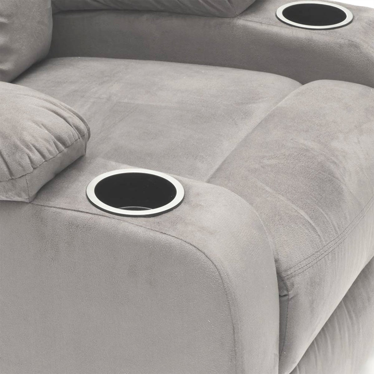 Poltrona Relax Reclinabile con Poggiapiedi in Microfibra Velluto Laura - Grigio - 4