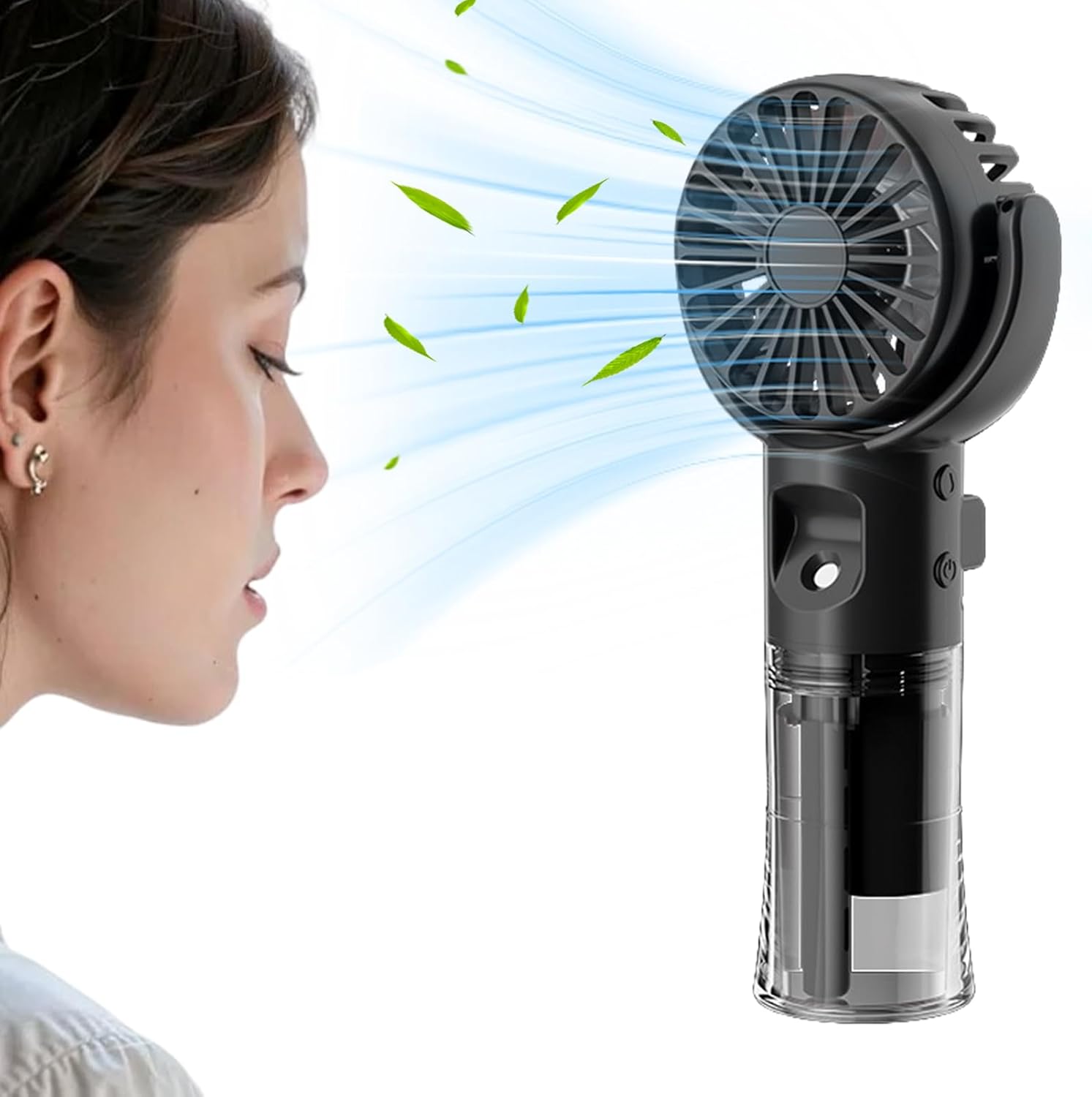 Przenośny wentylator z mgiełką | Akumulatorowy wentylator przenośny - 4-biegowa przenośna lodówka turystyczna, lodówka turystyczna, czarny