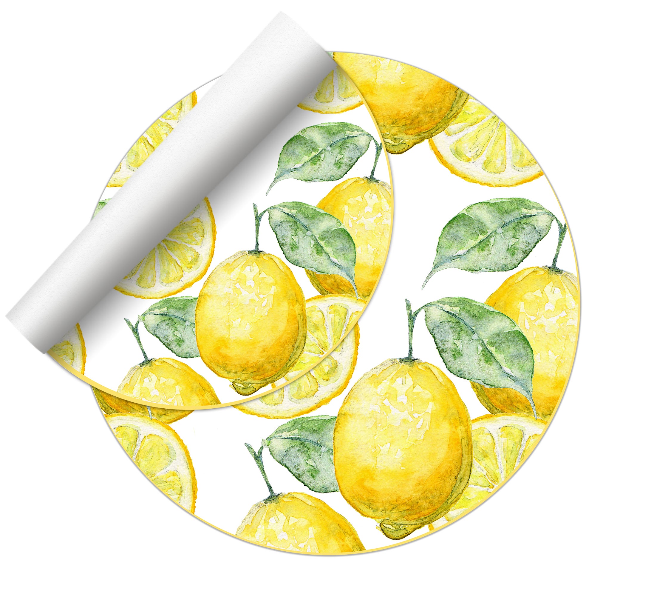 Okrągły dywan winylowy Lemons okrągły [średnica] 100 cm -PVC antypoślizgowy, gładki, gruby, winylowy dywan do kuchni lub salonu