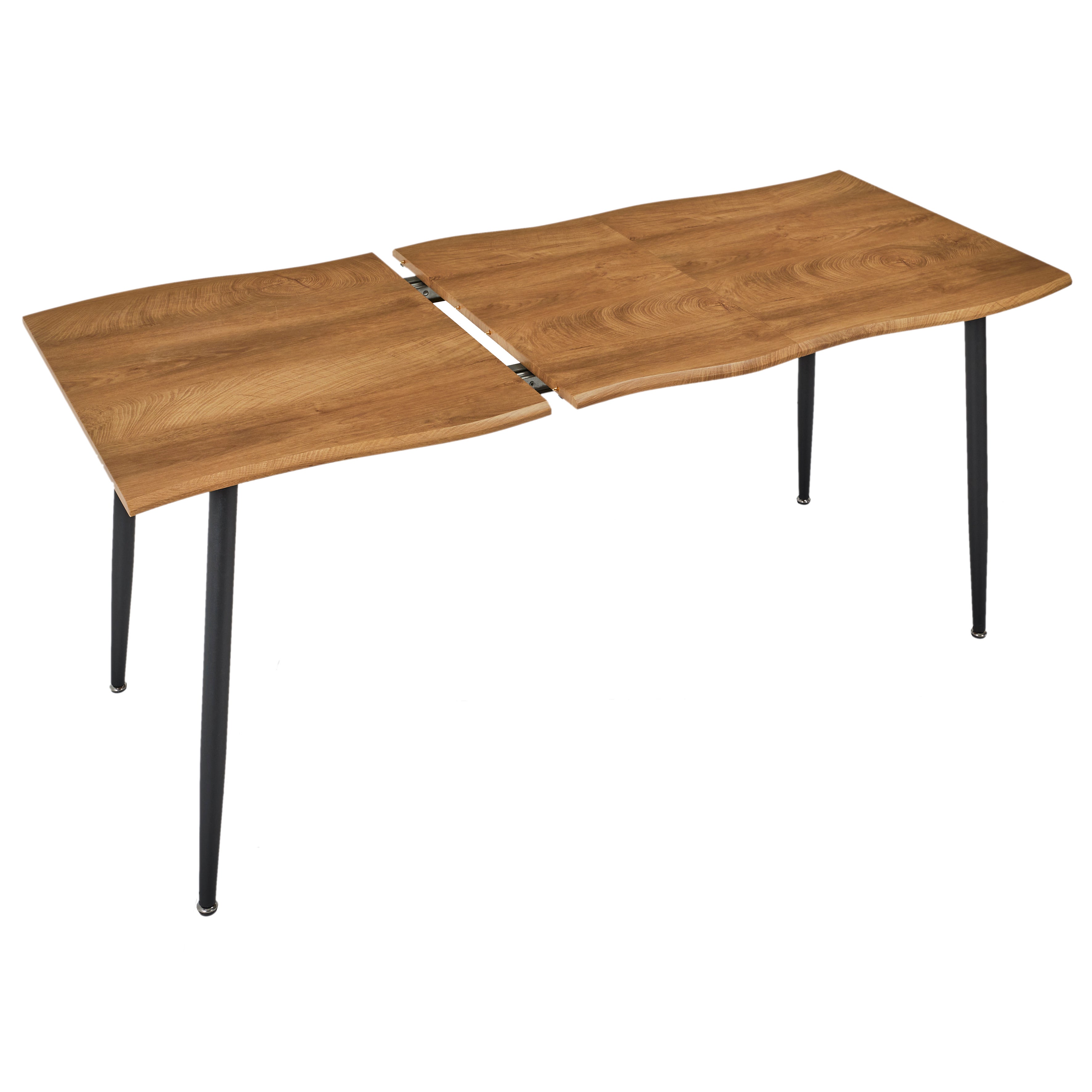 Table - Home Deco Factory - Abbott - Extensible - Bois Naturel Effet Chêne - Marron Et Noir - 4