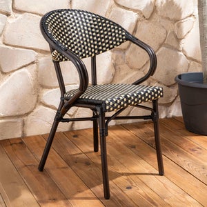 Panchina da giardino nera MIRT con legno laccato e gambe in