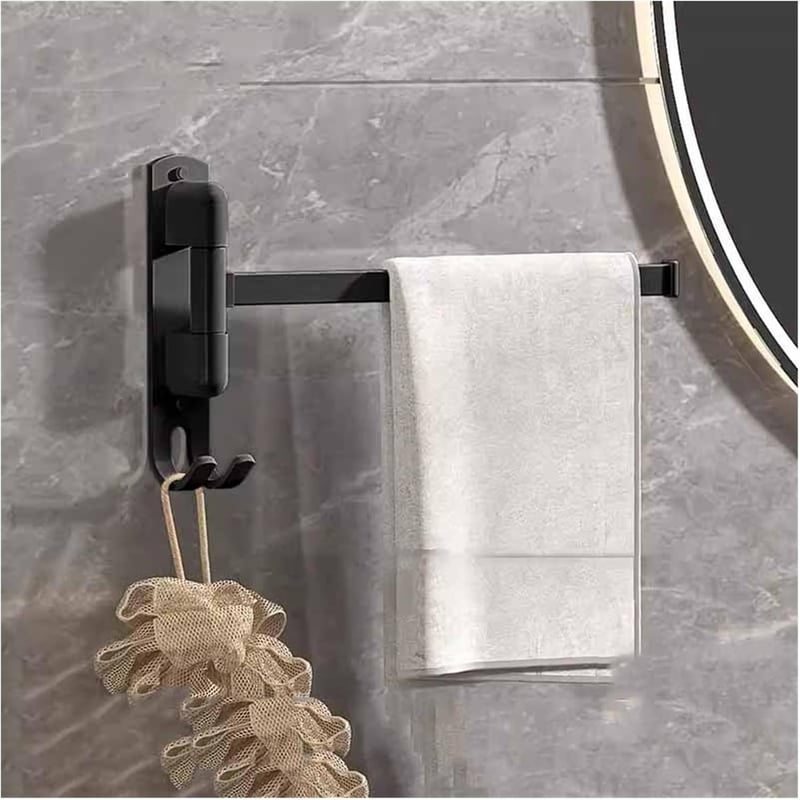 Samoprzylepny wieszak na ręczniki, nie wymaga wiercenia, ze stali nierdzewnej, obrotowy o 180° z jednoramiennym drążkiem na ręczniki, reklama