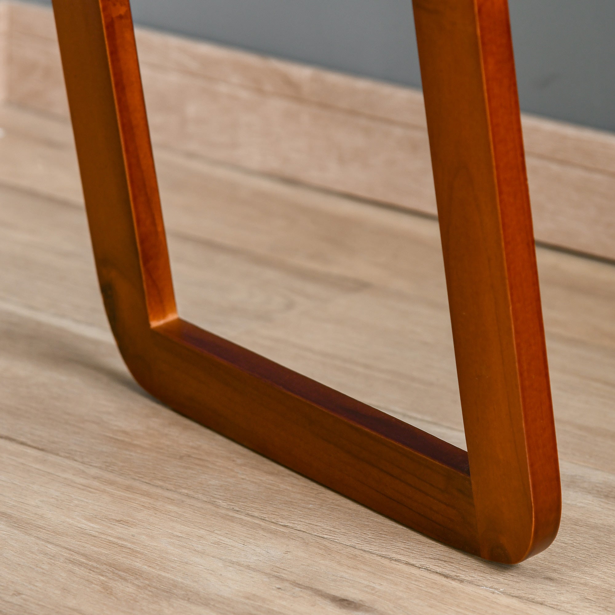 HOMCOM Specchio Da Terra E Da Parete Con Struttura In Legno, Supporto Pieghevole Con Cerniera, 37x43x156cm, Noce Chiaro - 9