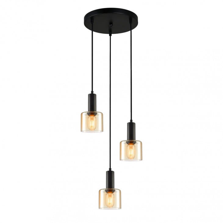 Lampa wisząca Santia czarno-herbaciany 3xE27x5W nowoczesna wym: 120 x 35 x 35 cm szkło Italux