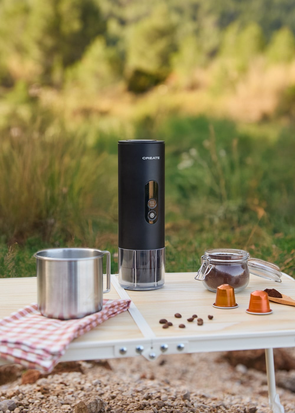 CREATE - THERA MOVE - Cafetière espresso portable 15 bars pour capsules et café moulu- Noir - 2