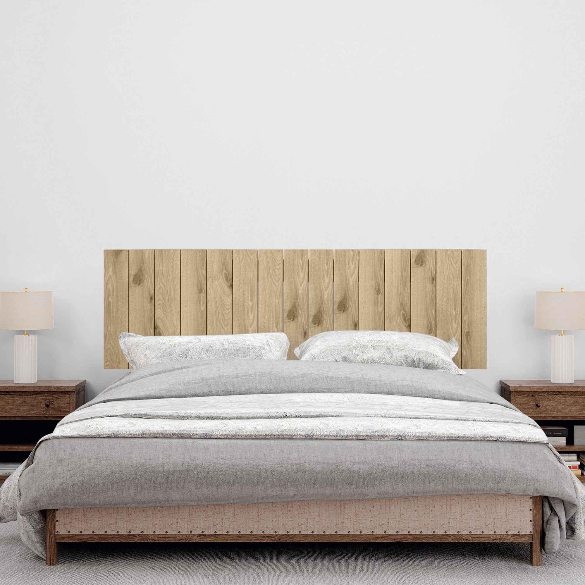 DHOME Cabecero de Madera reciclada DM Estilo Palet Vertical Cama Palets Herrajes incluidos (150cm, Cambrian Madera) - 4