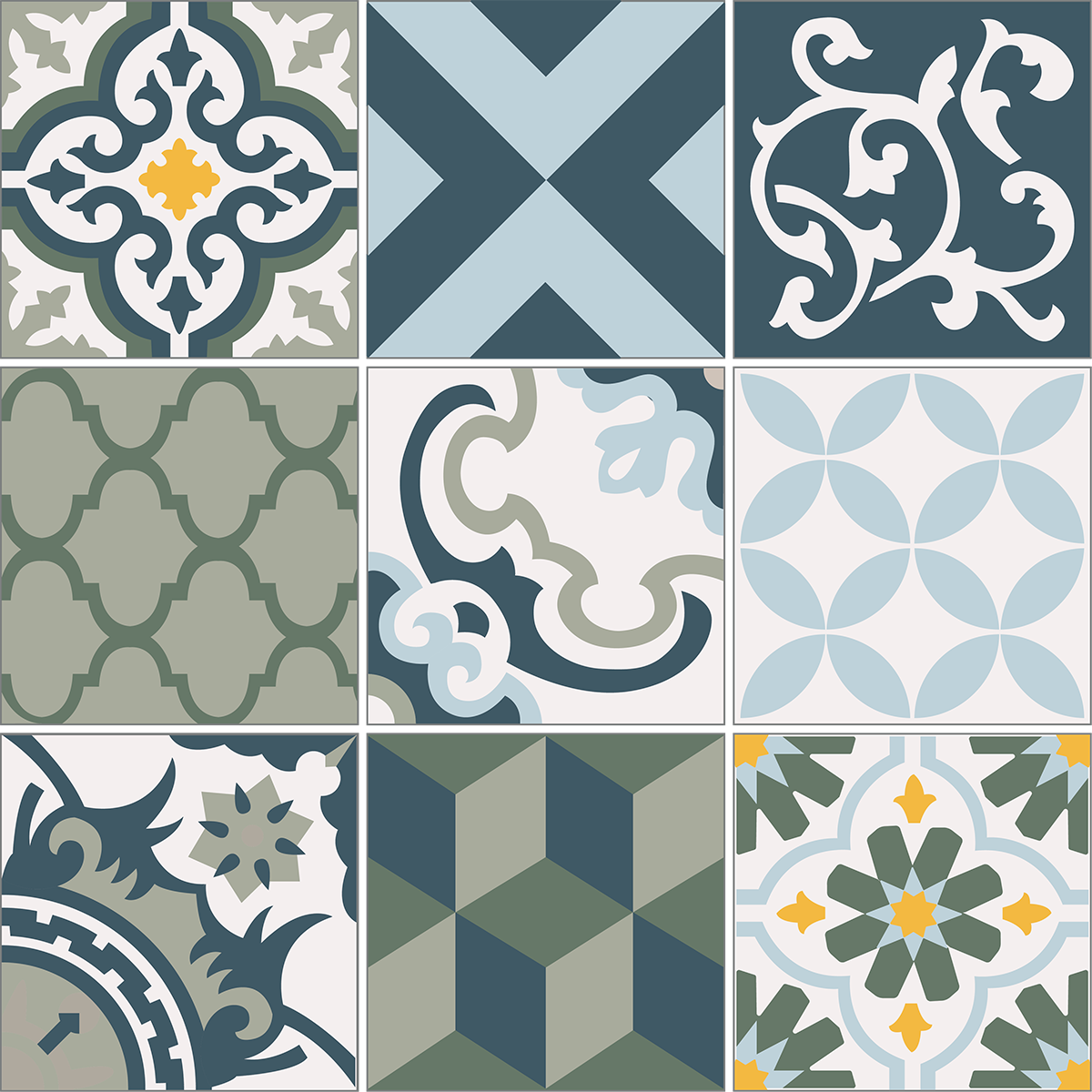 9 adesivi piastrelle di cemento azulejos jonilona - Sticker adesivo - adesivi murali - 9stickers15x15cm - 2
