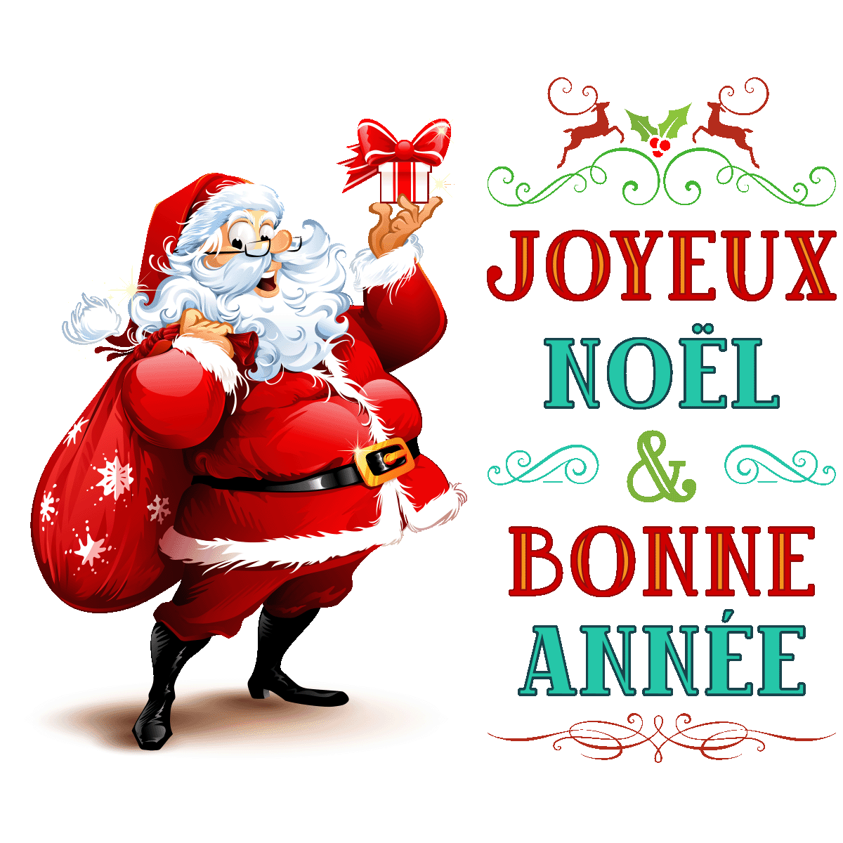 Sticker Noël père noël joyeux noël et bonne année - Autocollants stickers adhésifs noël - décoration fêtes - 80x95cm - 2