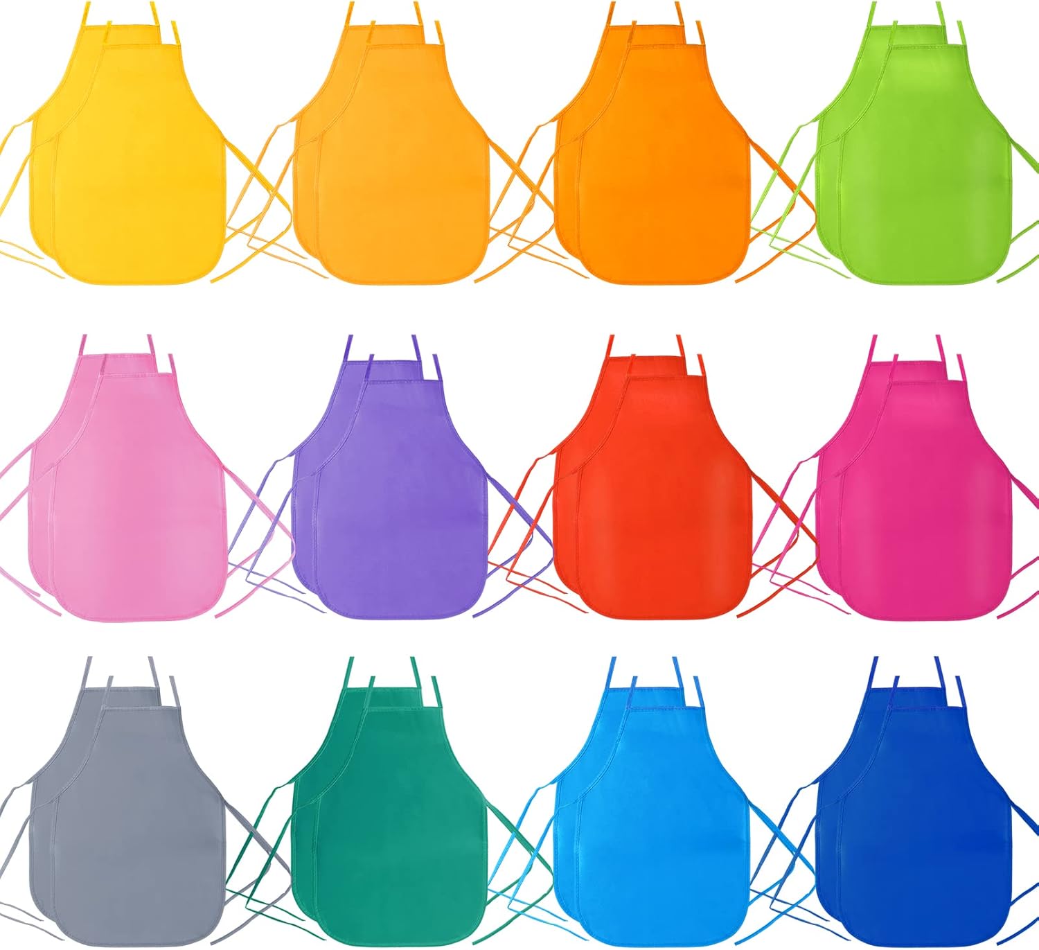 24 Tabliers Et Bonnets De Cuisinier Enfant – 4 Couleurs, Réglable, 62x46 Cm, Polyester, Dès 7 Ans