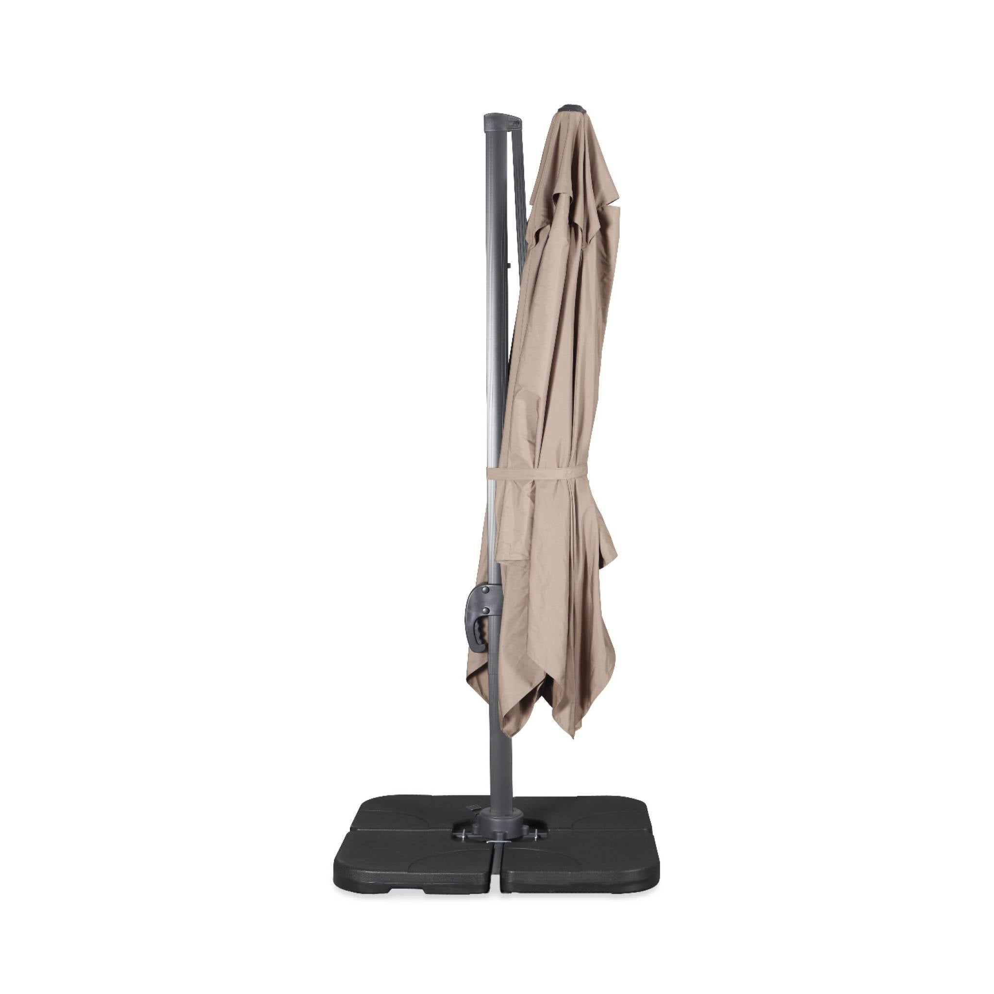 Parasol déporté carré 3x3m haut de gamme - Falgos - Taupe - Parasol excentré inclinable. rabattable et rotatif à 360°. - 8