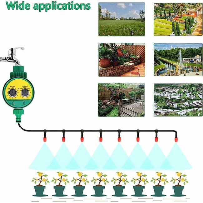 Timer Per Irrigazione Automatico Programmabile, Verde, 16.5x8.5x6 Cm, Per Prato E Giardino, Richiede 2 Batterie AAA