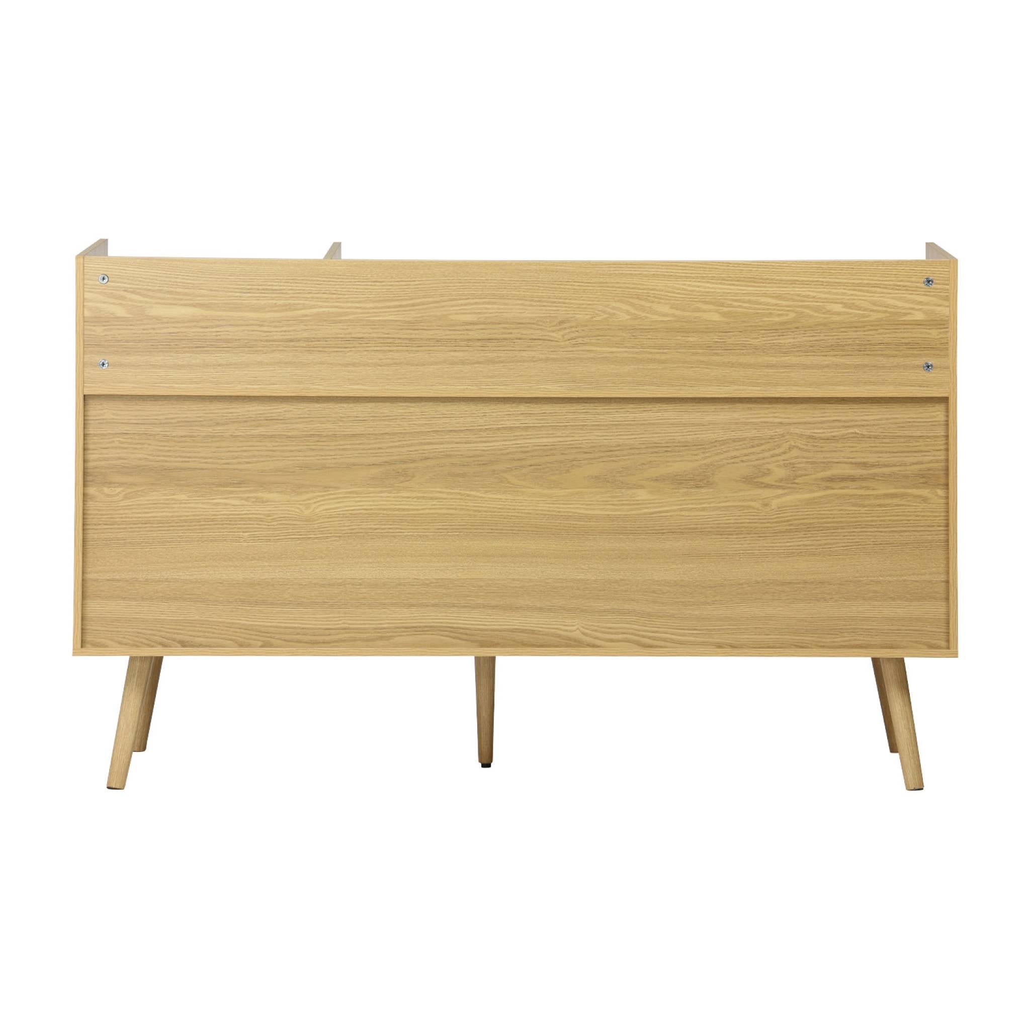 Mueble de vinilos XL estilo escandinavo, 130cm, Dune, Natural, 130x50x80 cm - 7