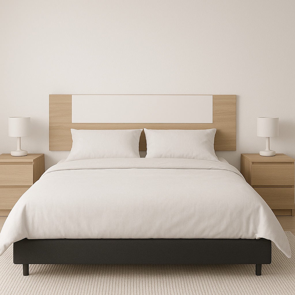 Meyvaser Cabecero Cama 150 Blanco y Cambria – Estilo Nórdico Minimalista, 160x45x1.6 cm, Cabecero de Pared para Camas 140/150/160, Fácil Montaje - 3