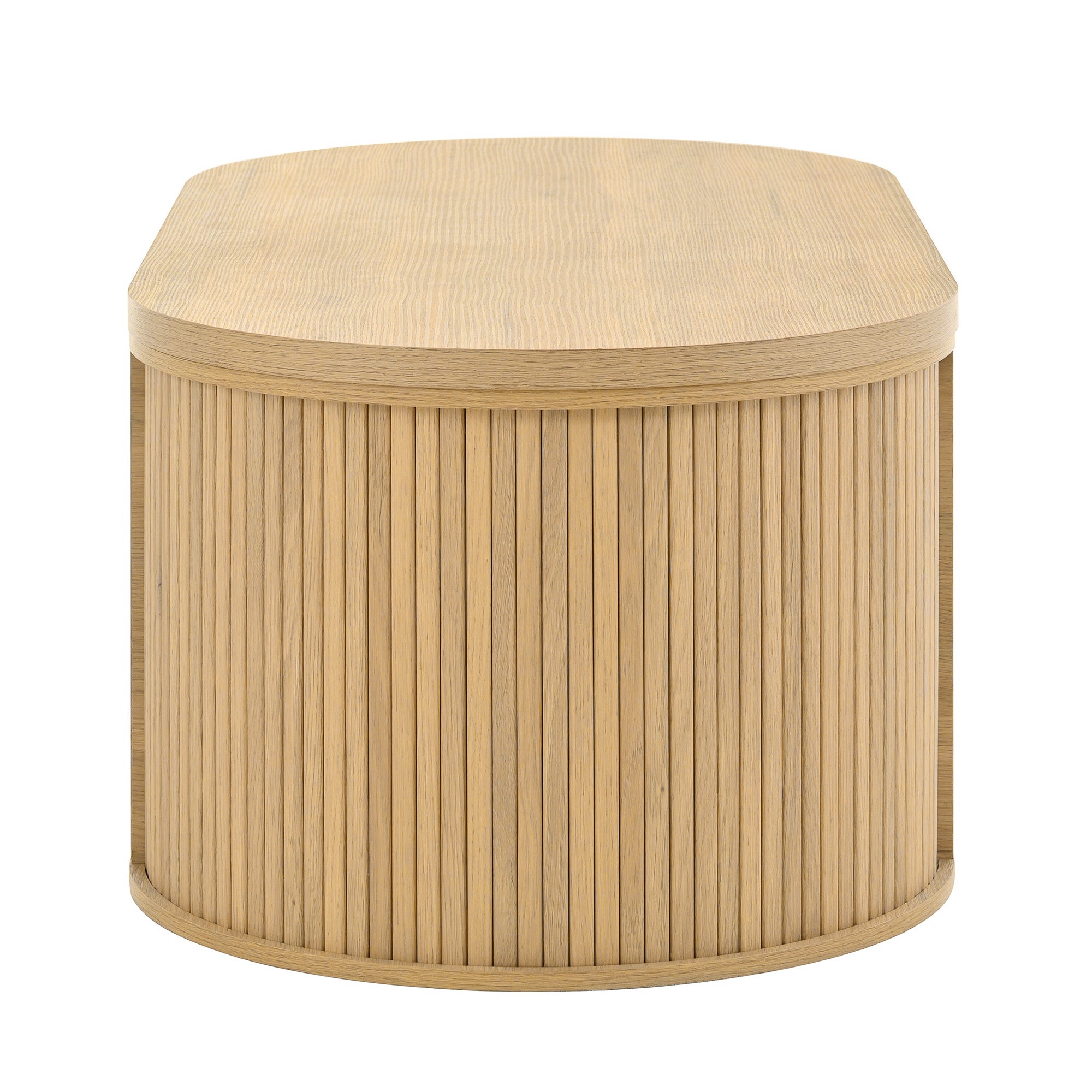 Table basse relevable multifonction 110x55x40 cm, Plateau réglable et étagère coulissante, Bords bois incurvés, Style vintage, couleur bois naturel - 8