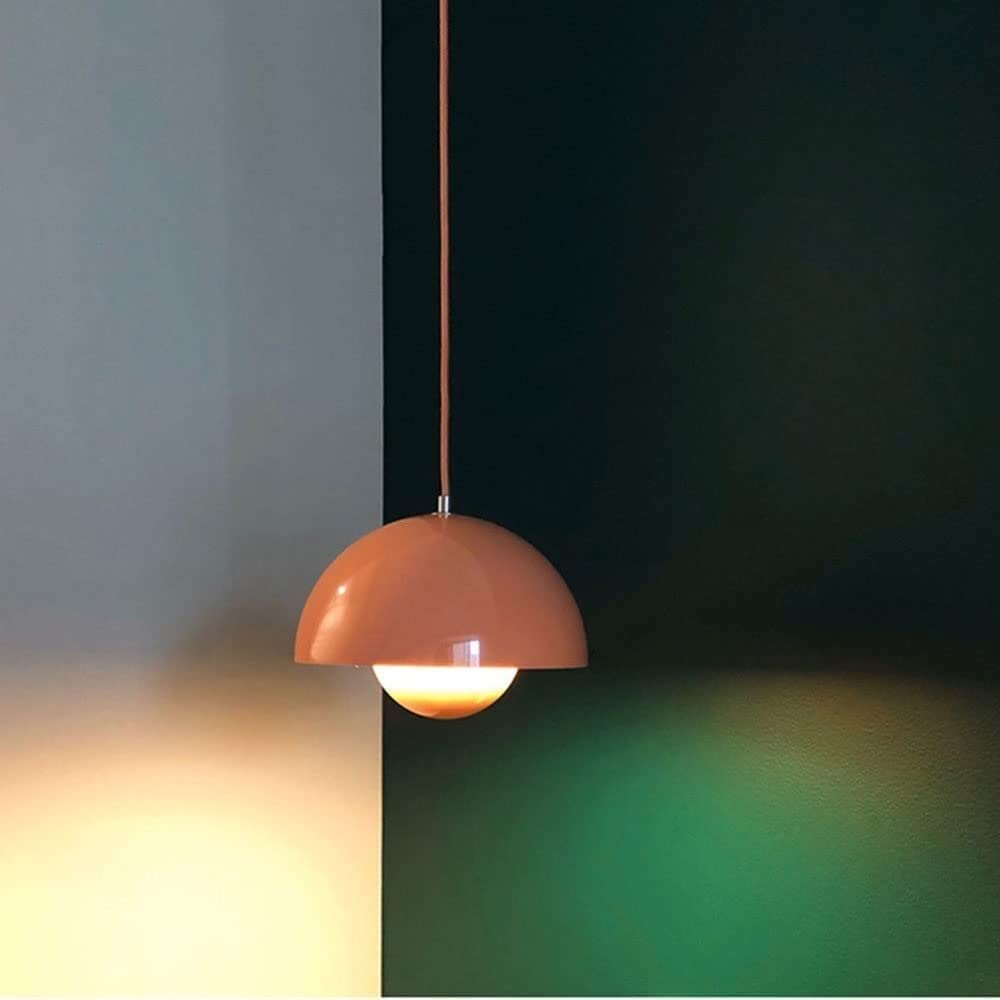 Lustre, suspension moderne, plafonnier suspendu avec ampoule, luminaires de décoration intérieure, lumière chaude, 23 cm (rose) - 8