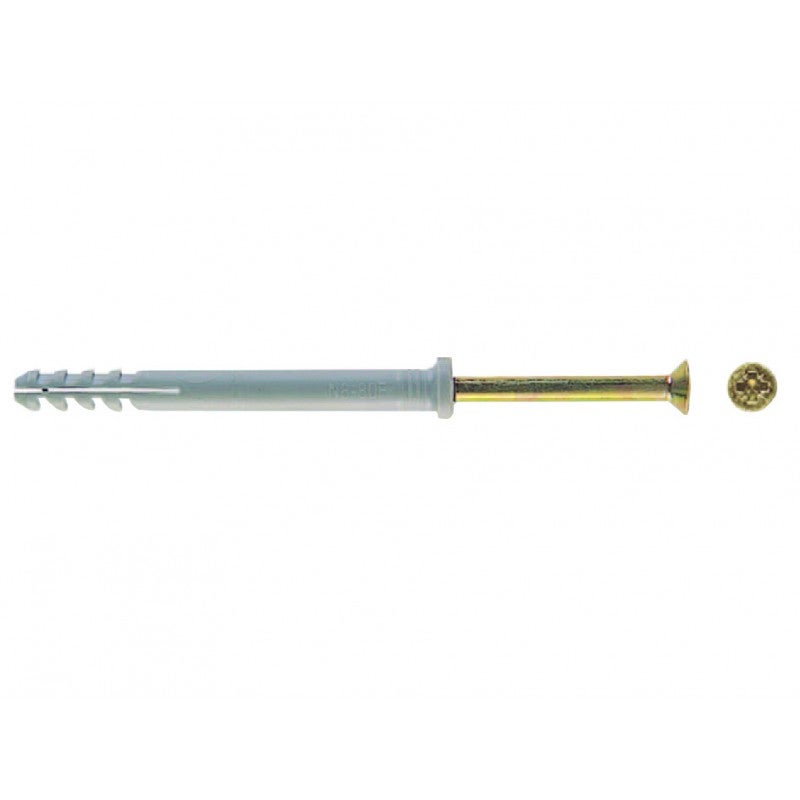 Cheville à percussion FISCHER N-F avec collerette épaisse et clou tête fraisée - 6x60/30 - Boîte de 100 - 5