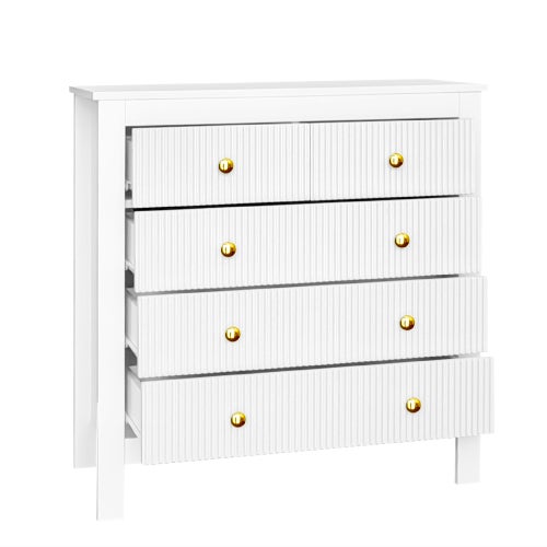 Commode avec 5 tiroirs, Design unique avec poignées dorées, Meuble polyvalent pour salon - COMFORTXL