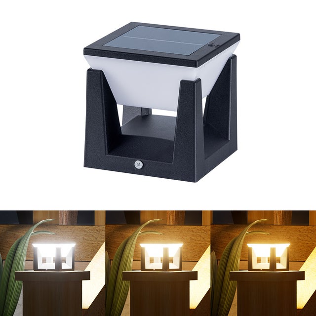 Lampadaire solaire, éclairage de clôture à LED, décoration de terrasse, 12 LED, 3 modes d'éclairage, étanche, applique murale de clôture