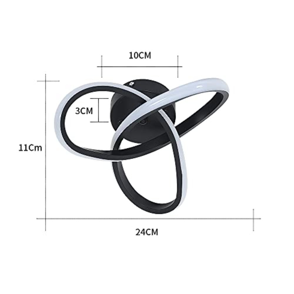 GOECO luminaire plafonnier moderne 22W 2500LM, Lustre Noir pour Chambre, plafonnier salon noir, Diamètre 26cm, Lumière Blanche Froide 6500K - 2