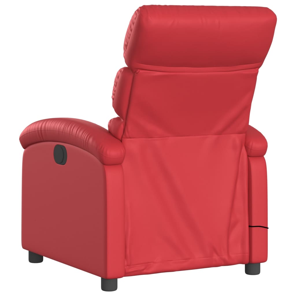 Maison Exclusive - Sillón de masaje reclinable eléctrico de cuero artificial rojo - 5