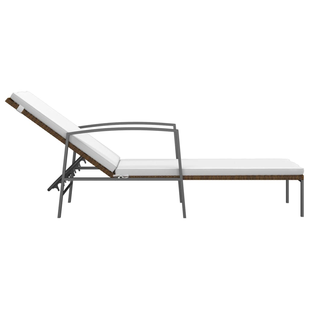 Chaises longues avec table 2 unités en rotin synthétique marron – ComfortXL - 5