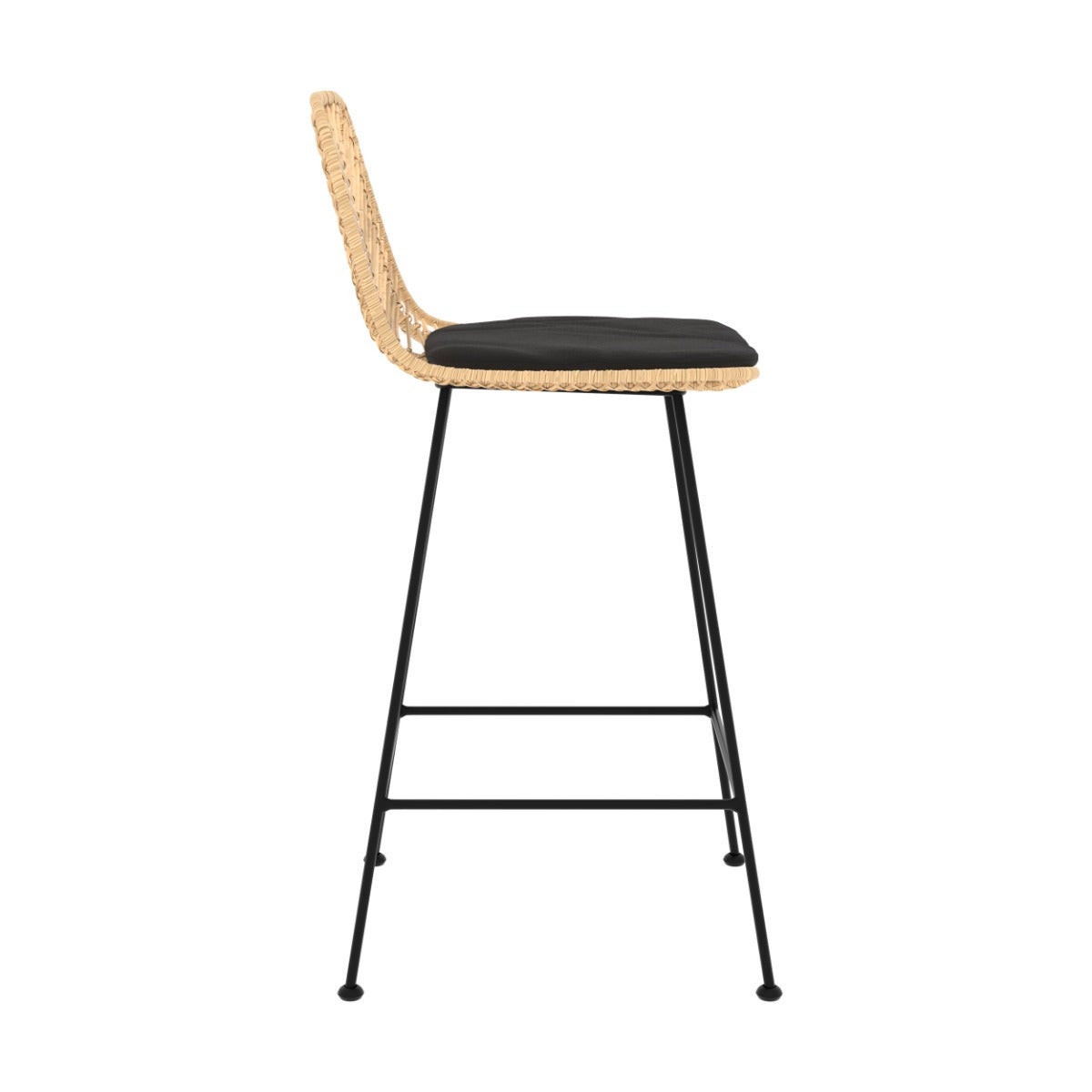 Lot de 2 chaises pour îlot central 66 cm en rotin naturel et noir - Tamara - 7