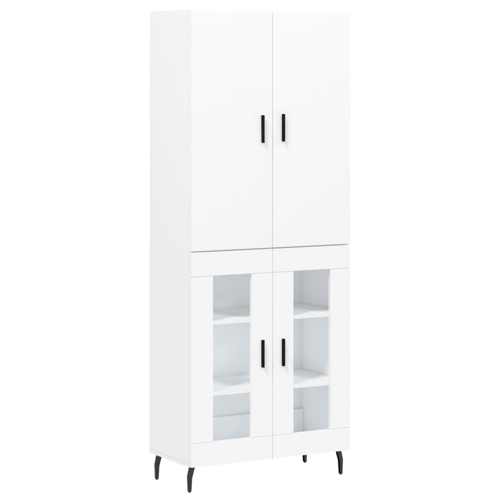 Buffet haut Blanc 69,5x34x180 cm Bois d'ingénierie - 2