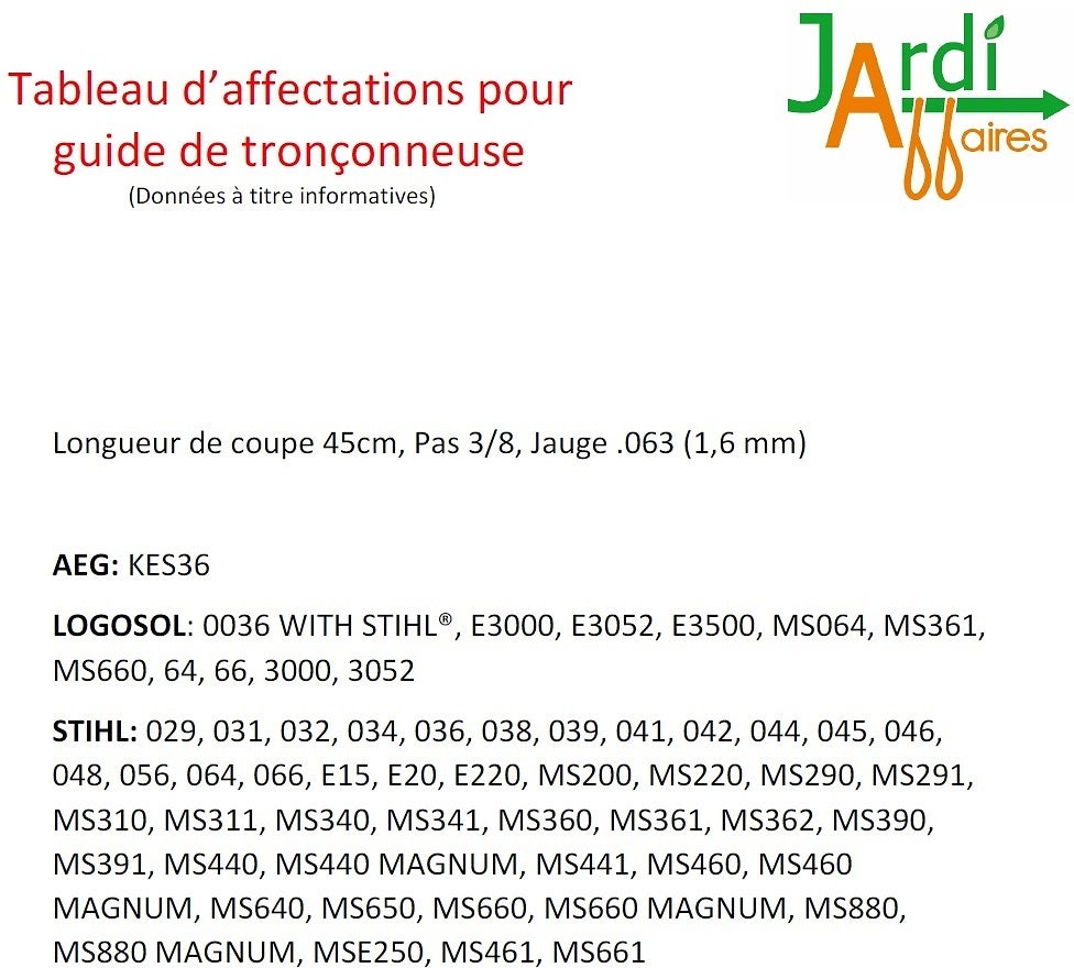 Guide Oregon 183SFHD025 45cm de coupe Pas 3/8, Jauge 1.6mm - 2