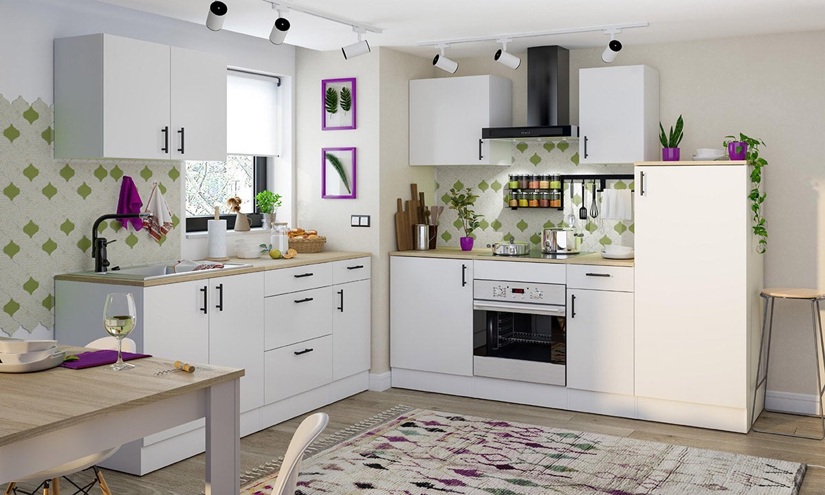 Meuble bas de cuisine avec plan de travail , 1 porte coloris blanc brillant /chêne canadien - hauteur 90 x longueur 60 x profondeur 60 cm - 7