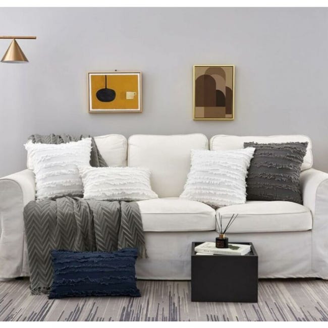 Federa decorativa in cotone e lino, tinta unita, 2 pezzi, 45,7 x Federa decorativa in cotone e lino, tinta unita, 2 pezzi, 45,7 x
