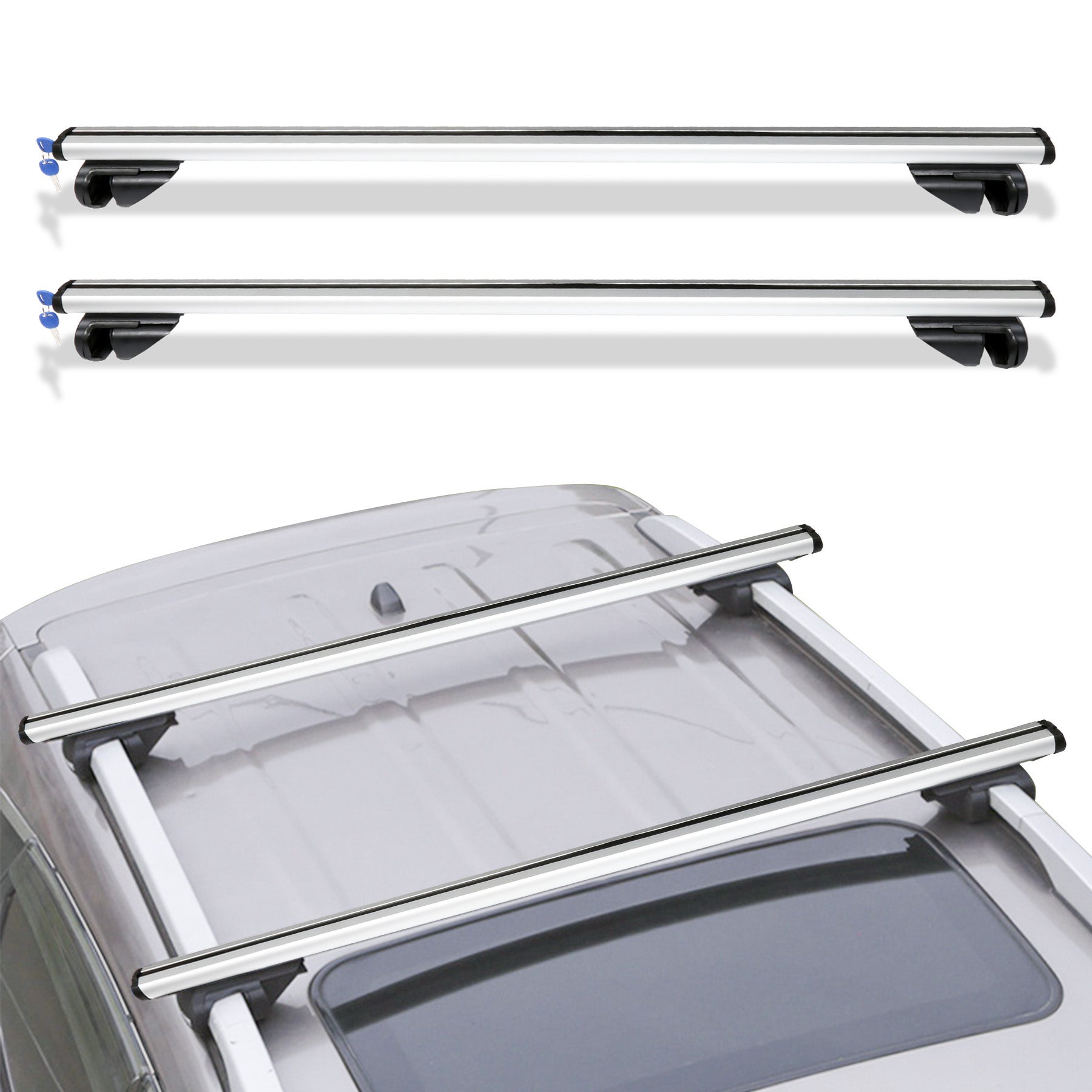 Barre de toit universelle L124 Barre de toit réglable 150 kg Support de base de voiture en