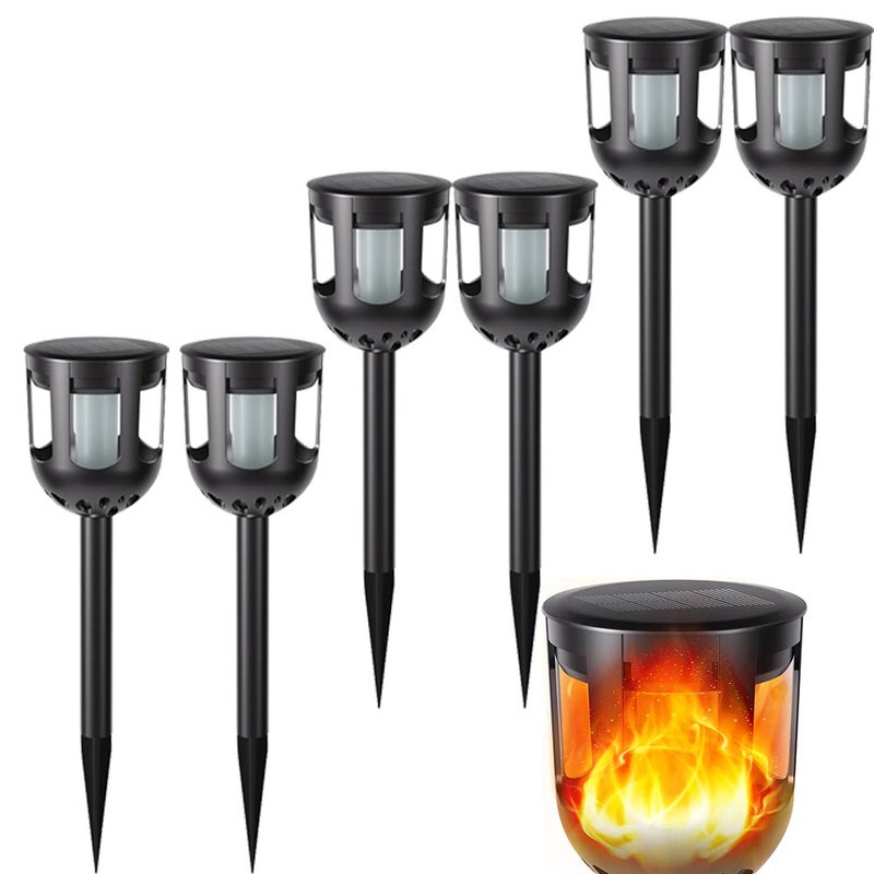 6 zewnętrznych lamp solarnych do podjazdów, wodoodporne lampy solarne na słupach, lampy ogrodowe LED z inteligentnym sterowaniem optycznym do tarasów