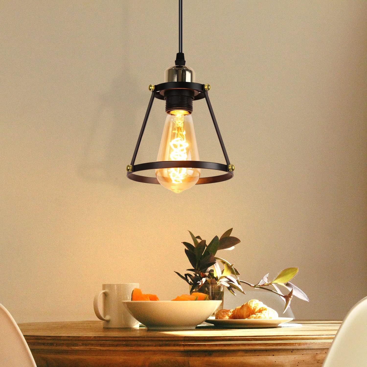 NETTLIFE Lampa wisząca E27 Czarna Średnica 15 cm Metal Vintage do jadalni Kuchnia Salon Restauracja 150 cm