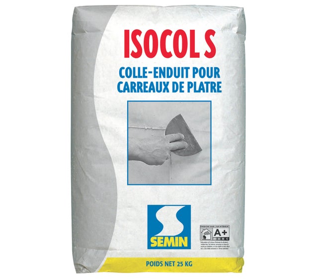 Colle pour Carreaux de Plâtre Isocol Super Semin, Intérieur, Poudre, Sac 25 kg