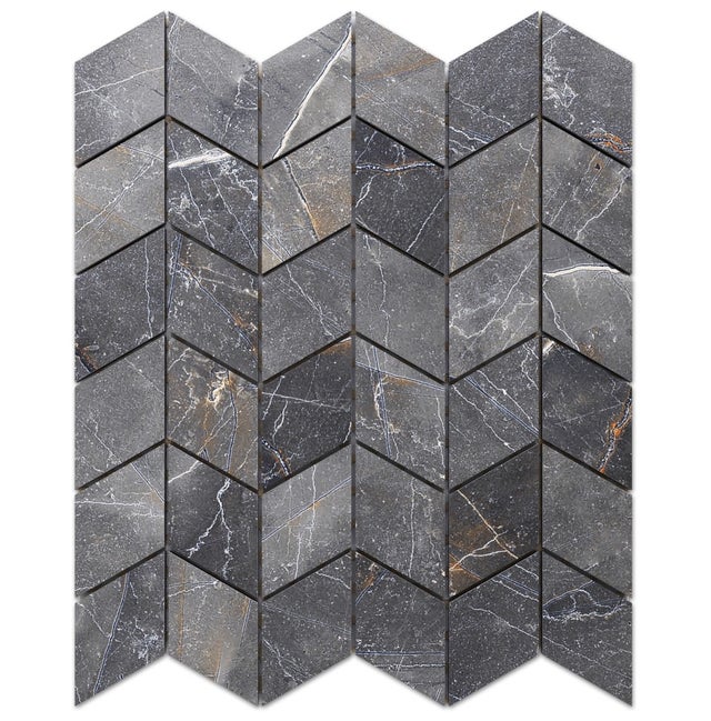 Mosaico in gres su rete per bagno o cucina 26.5 x 30.5cm - Shinestone Romb