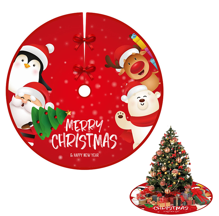 Jupe D'arbre De Noël Rouge,89 Cm Natale Tapis Vintage | Tapis De Noël