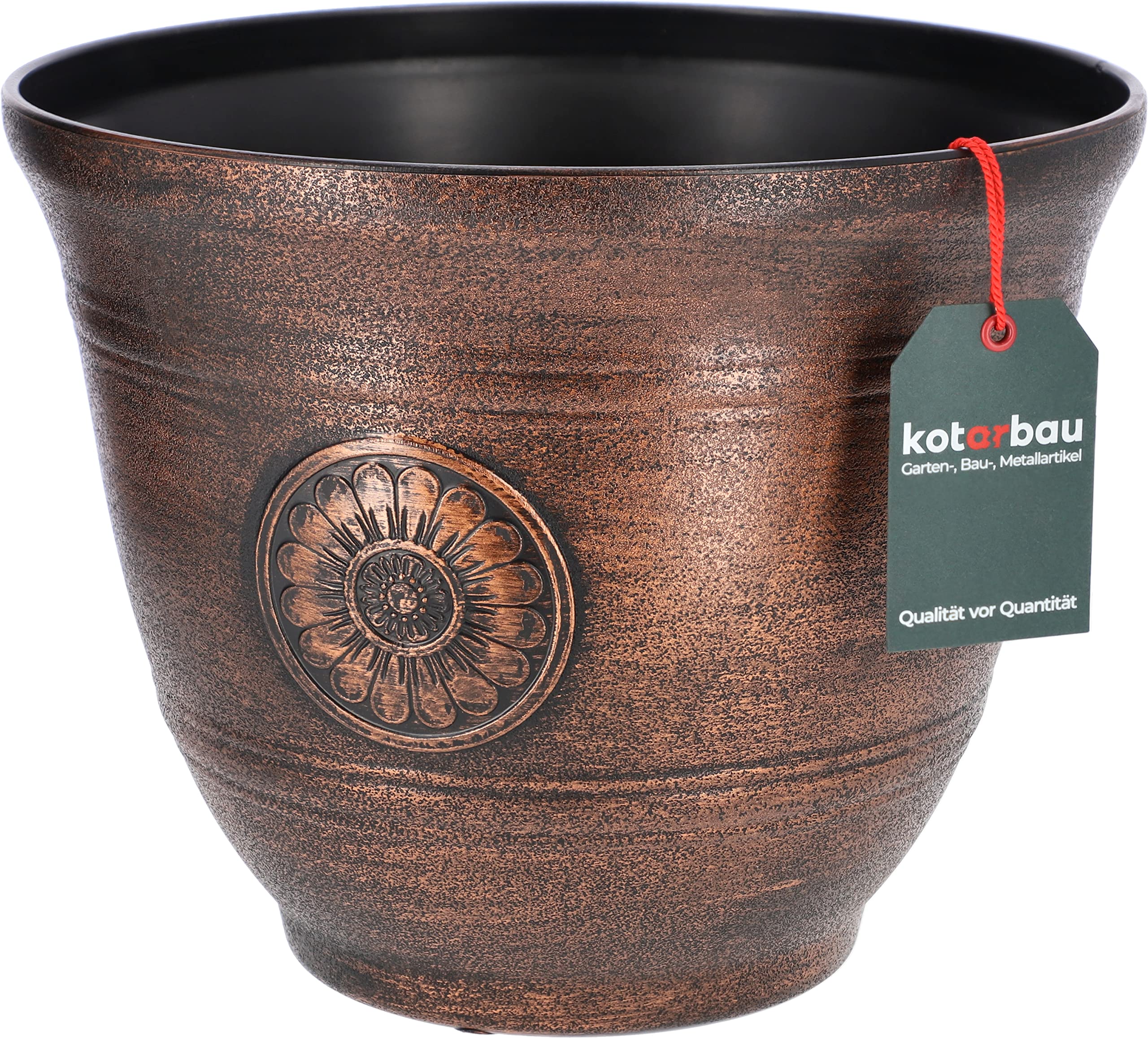 Doniczka plastikowa na efekt metalu opalizująca miedź na kwiaty 25x30 cm - KOTARBAU