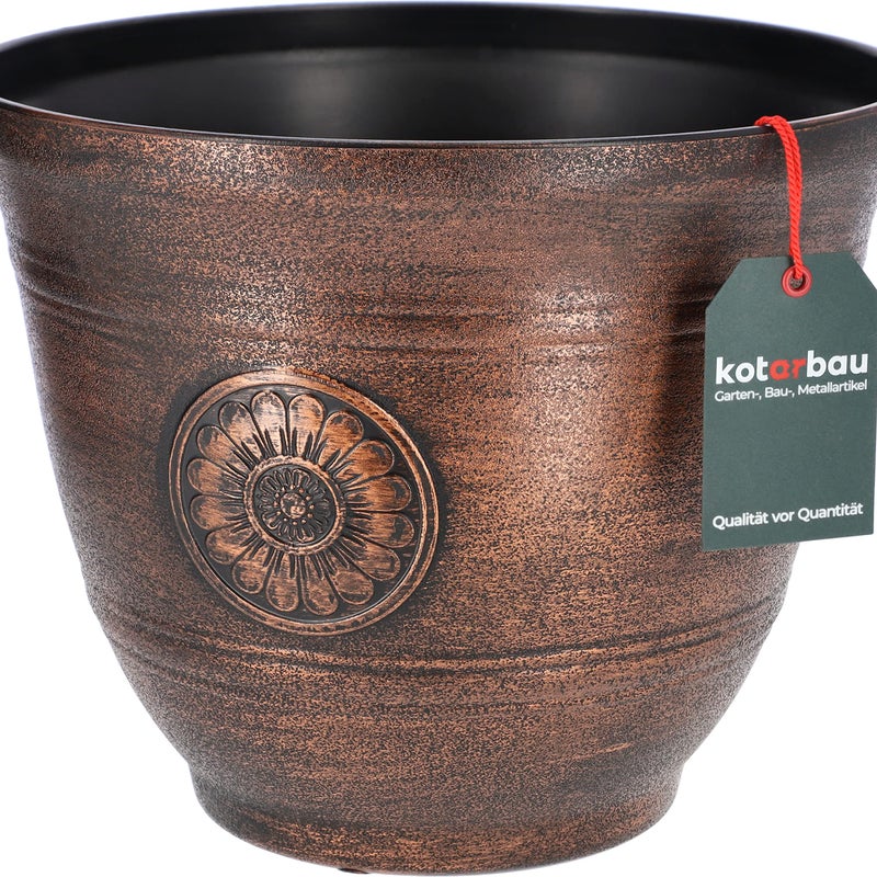 Doniczka plastikowa na efekt metalu opalizująca miedź na kwiaty 25x30 cm - KOTARBAU