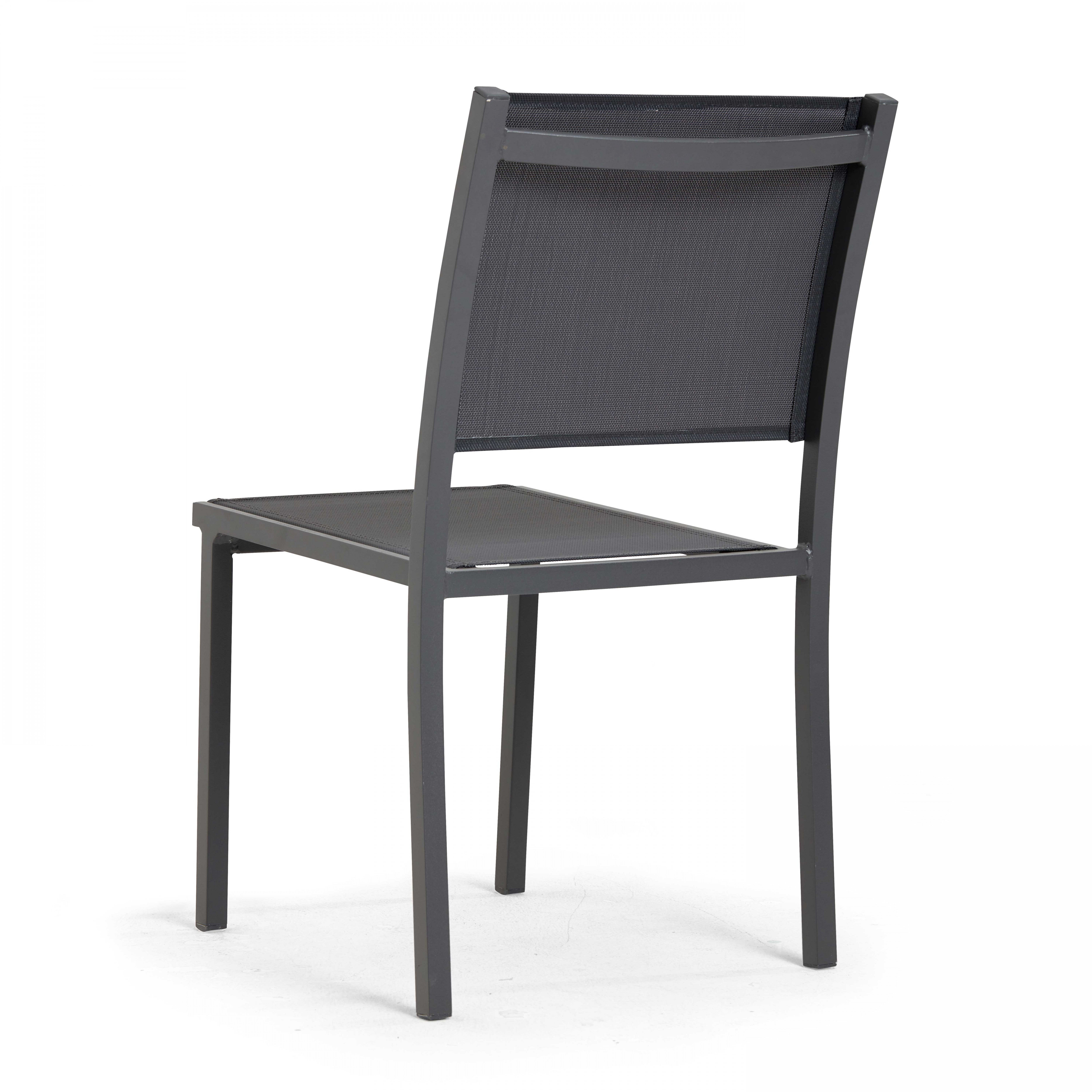 Lot de 2 chaises de jardin aluminium et textilène gris - 7