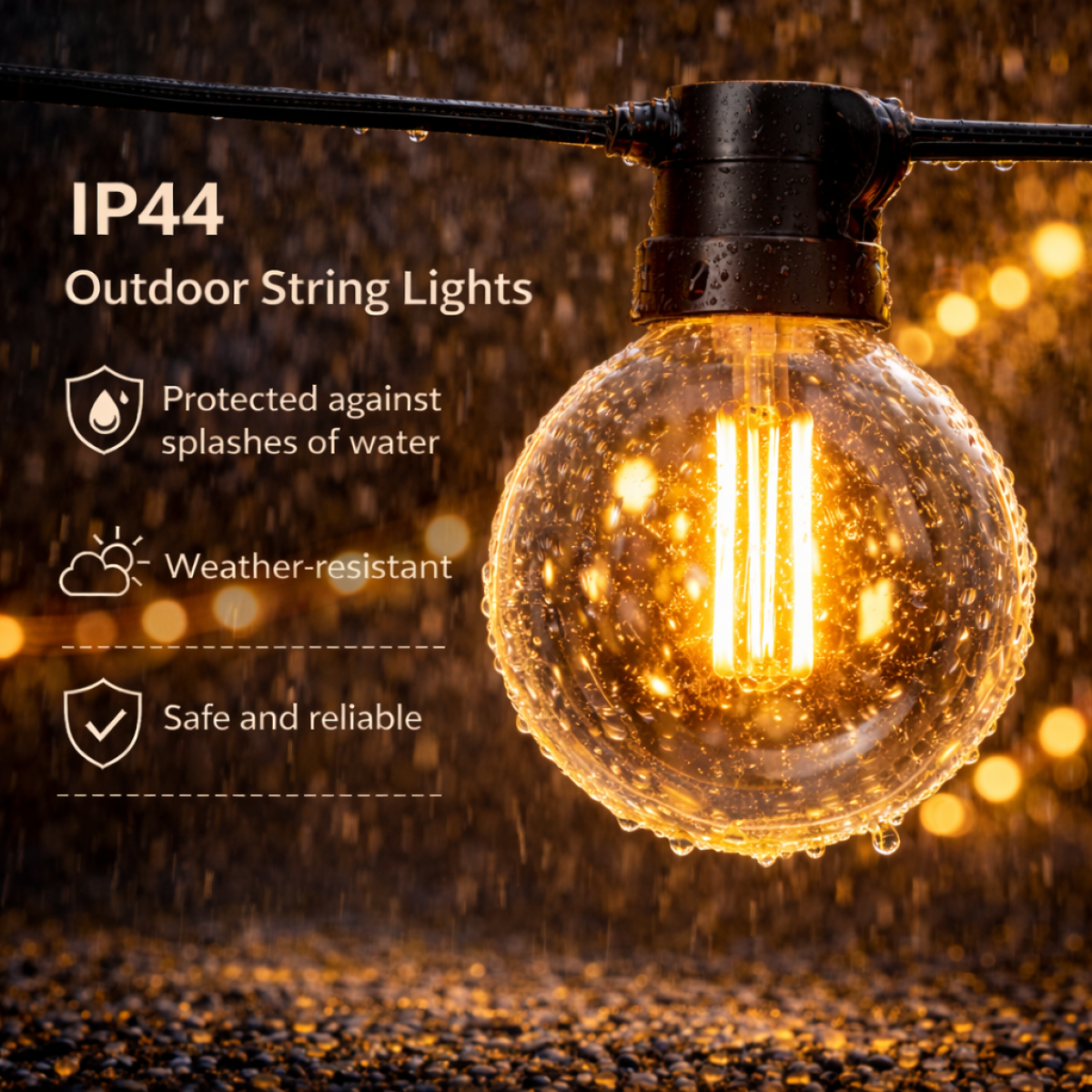 LEDUNI Catena Luminosa LED 25 Lampadine 10W 2700K 7,5 m IP44 Adatta per Giardino - 4