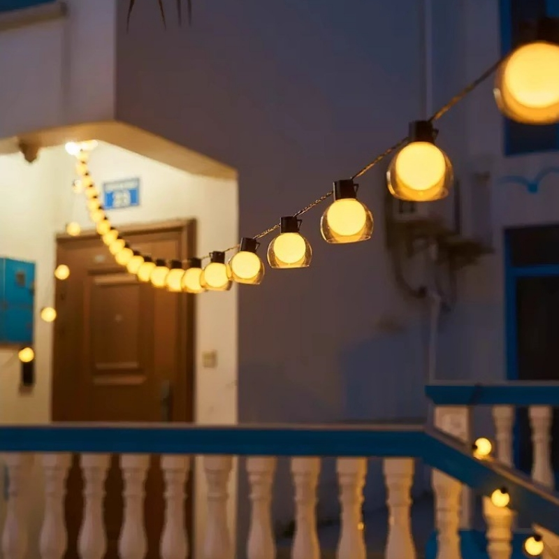 Luzes de corda para exterior de 10 m, Candeeiro de jardim à prova de água com 40 lâmpadas, Luzes de corda para decoração de Natal, luz quente 2700K - 8