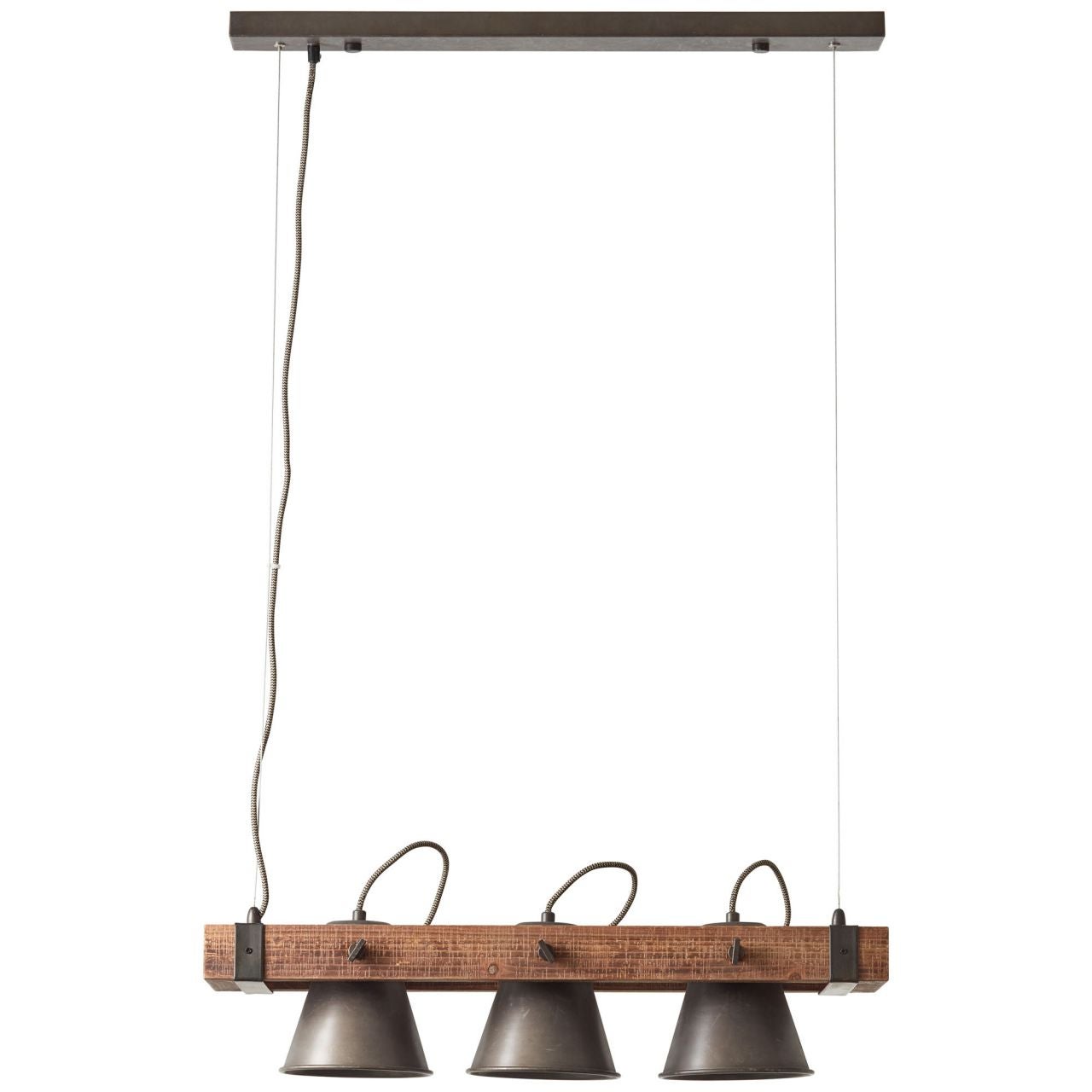 Lampa BRILLIANT, zawieszenie Baker 4-płomienne czarne / kolor drewna, 4x A60, E27, 40W, drewno ze zrównoważonej gospodarki leśnej (FSC) - 2