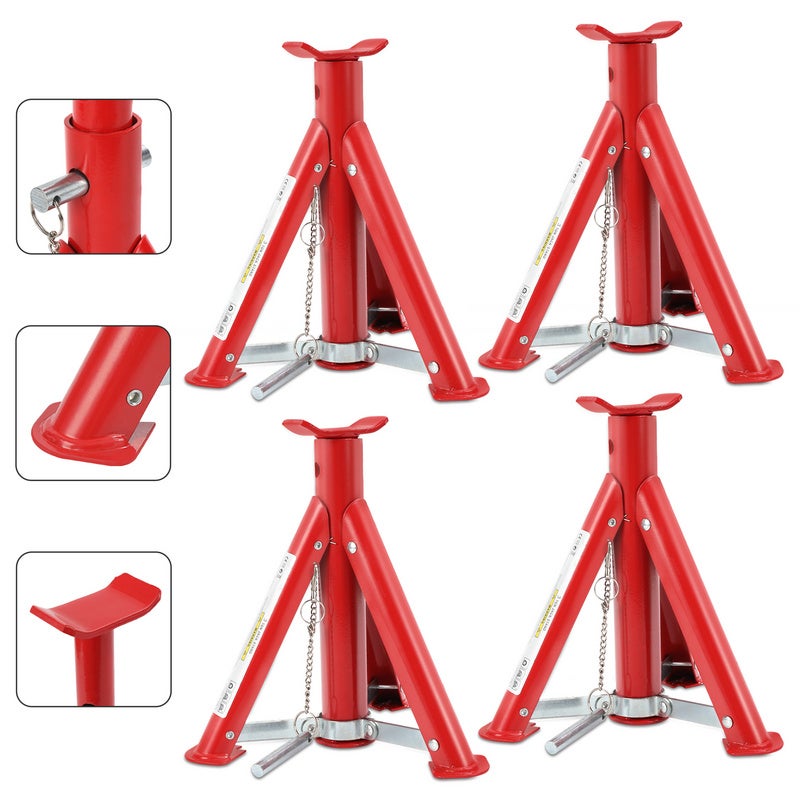 NAIZY Lot De 4 Chandelles D'Essieu 3 Tonnes - Chandelles Réglables 28-42 Cm Avec Caoutchouc Protection