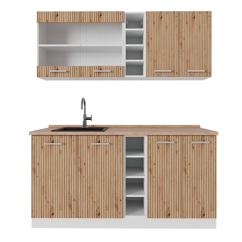 Vicco Pojedyncza kuchnia R-Line, Dąb rzemieślniczy/biały, 160 cm , BP Dąb