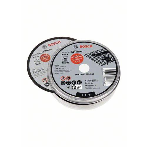 Lata de 10 discos de corte Standard for Inox (recto): 115 x 1mm