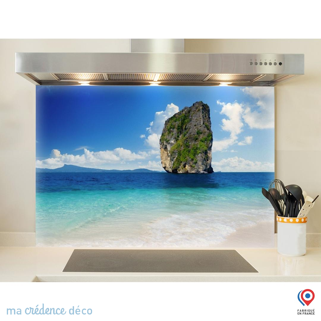 Credence Tropical - Plage - Mer Fond De Hotte 100x65 Cm Credence