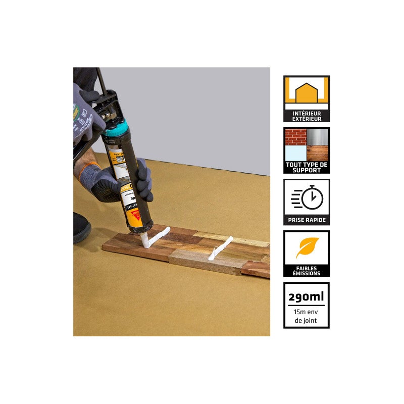 Mastic colle SIKA Sikaflex 143 Rapide - Blanc - 290ml - 639976 - 2