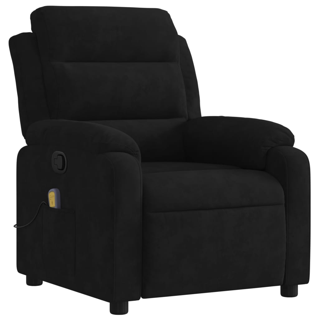 Fauteuil de Salon，Chaise，Fauteuil de massage inclinable noir velours - 3