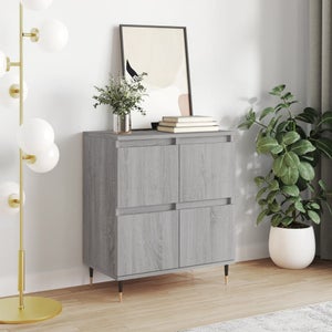 Buffet Sonoma Gris 60x35x70 Cm En Bois D'ingénierie - Meuble De Rangement Avec Fixation Murale Incluse